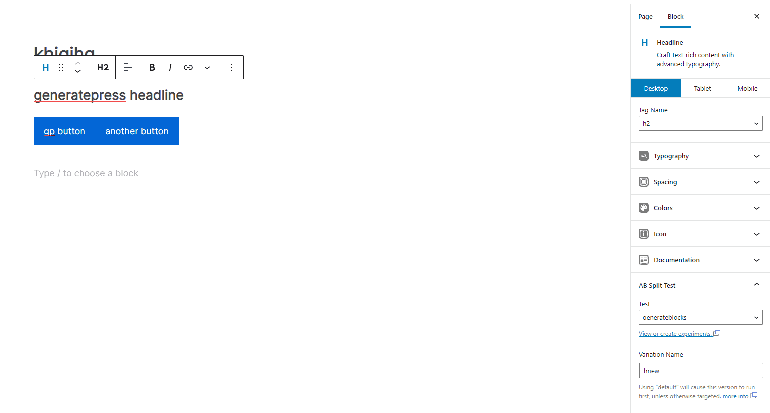 Generate blocks split testing support | AB Split Test