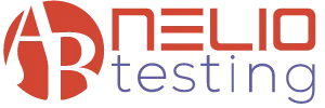 Logo with a red abstract design on the left and the words "NELIO testing" in bold red and gray text on the right. Logo with a red abstract design on the left and the words "NELIO testing" in bold red and gray text on the right.