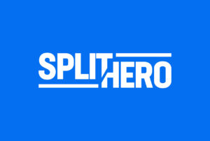 White text logo reads "SPLITHERO" on a blue background, with "SPLIT" and "HERO" separated by diagonal and horizontal lines. White text logo reads "SPLITHERO" on a blue background, with "SPLIT" and "HERO" separated by diagonal and horizontal lines.