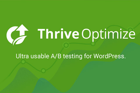 Green banner with the Thrive Optimize logo and text that reads: "Ultra usable A/B testing for WordPress.