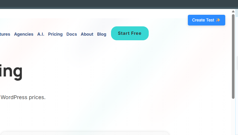 A pricing page for a SaaS WordPress testing service showing SOLO at $149/year and TEAMS at $399/year, with feature lists under each plan.