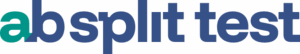 Logo with the words 'ab split test' in bold, lowercase letters; 'ab' is green and 'split test' is blue.