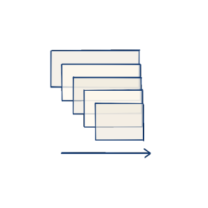 Notebook sketch of layered templates and API stack cards.