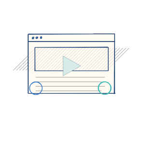 Notebook sketch of video playback, webcam, microphone, and broadcast cards.