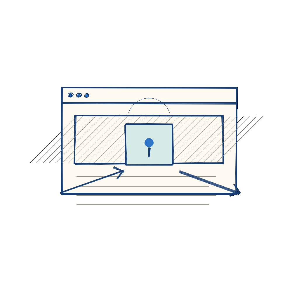 Notebook sketch of a secure private connection between a browser and remote server.