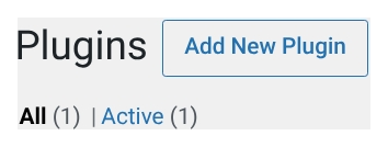 The top of the WordPress Plugins screen with the Add New Plugin button.