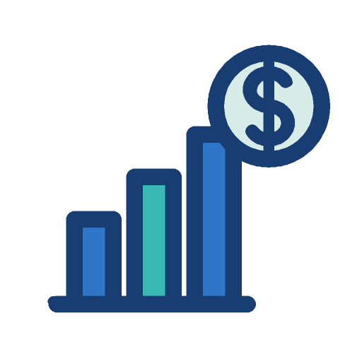 Bar chart with a dollar coin