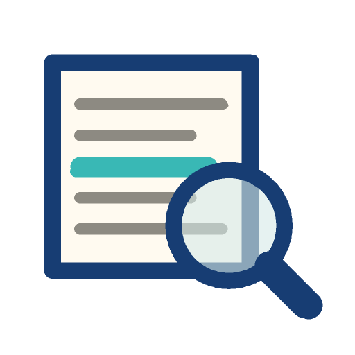 Magnifying glass over lines of text
